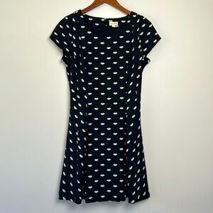 Maison Jules| Black Dress with White Lip Dot Print sz Large